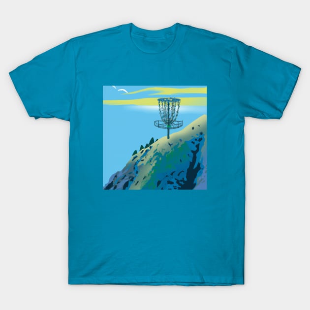 Disc Golf on the Side of a Mountain T-Shirt by Star Scrunch